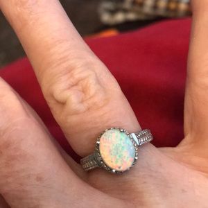 Sterling Silver Opal Ring Size 7